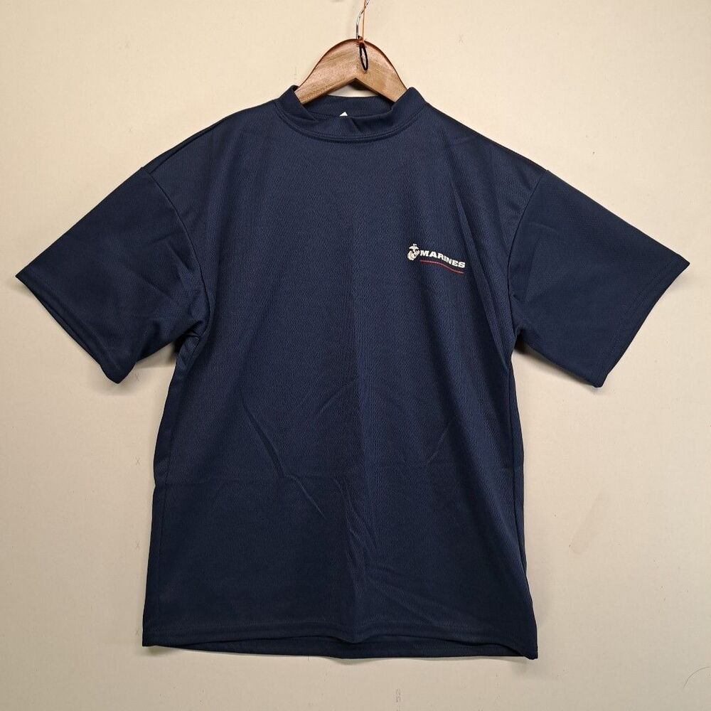 US Marines USMC Performance Mesh T-Shirt Mens Medium Navy Blue Athletic Tee USA